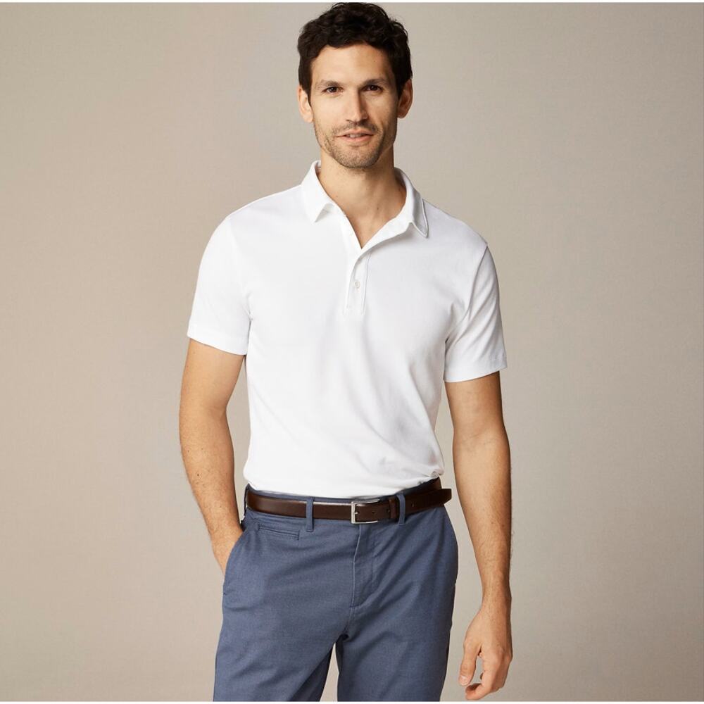 J.Crew Performance Polo Shirt Men XL White Pullover Coolmax Short Sleeve Stretch